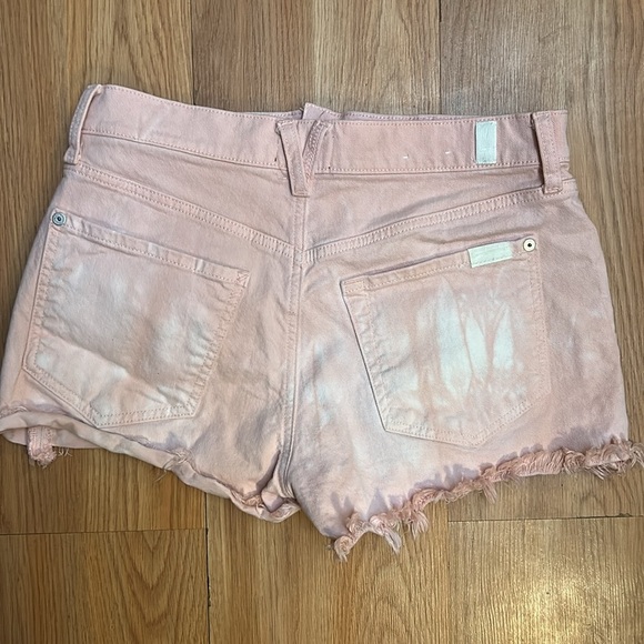 7 For All Mankind Monroe Pink Tie- DyeHigh Rise Jean Cut Off Shorts Size 26 - Picture 3 of 9